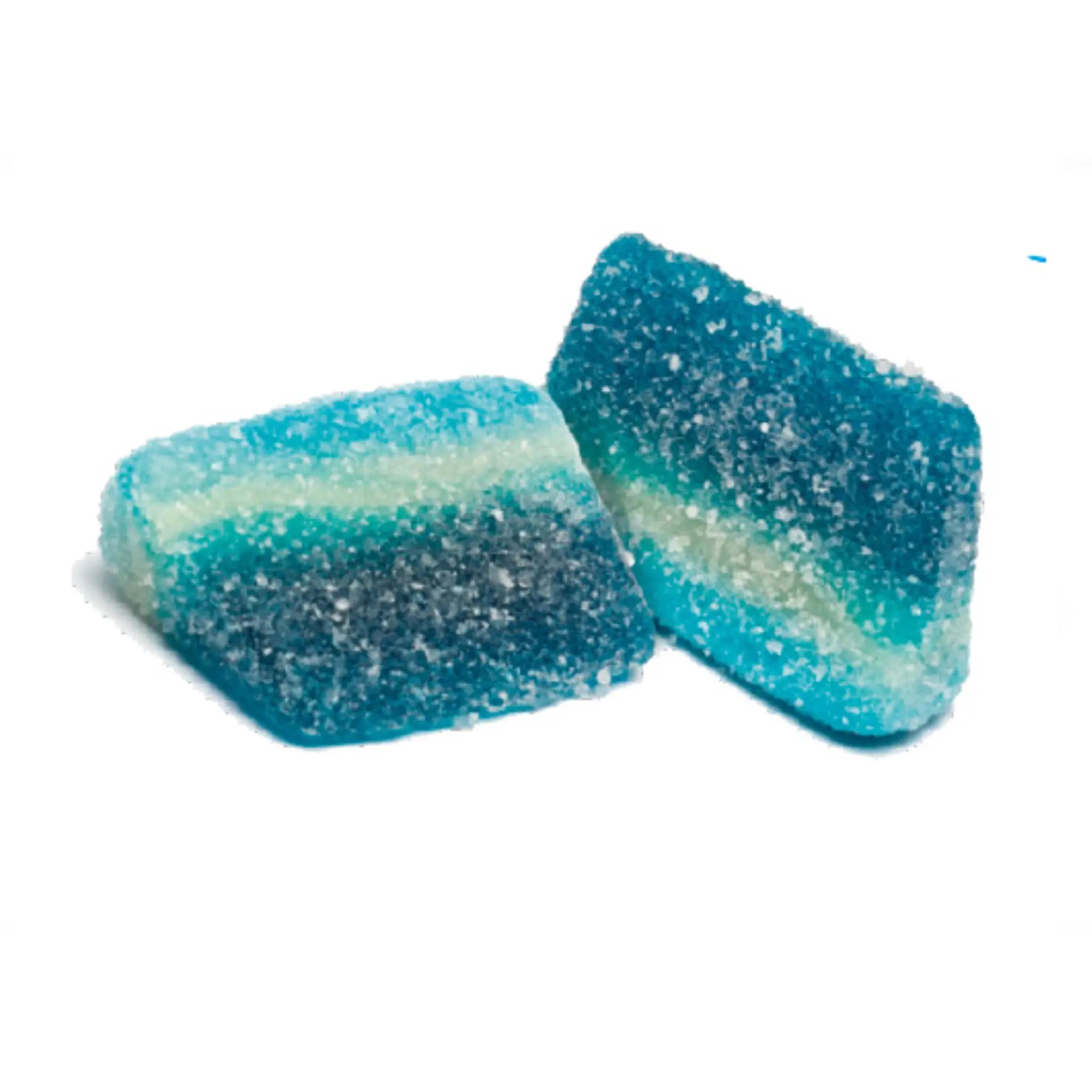 Candy in different nuances of blue with sugar crystals on the outside.
