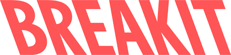 An orange/red logo of Breakit.