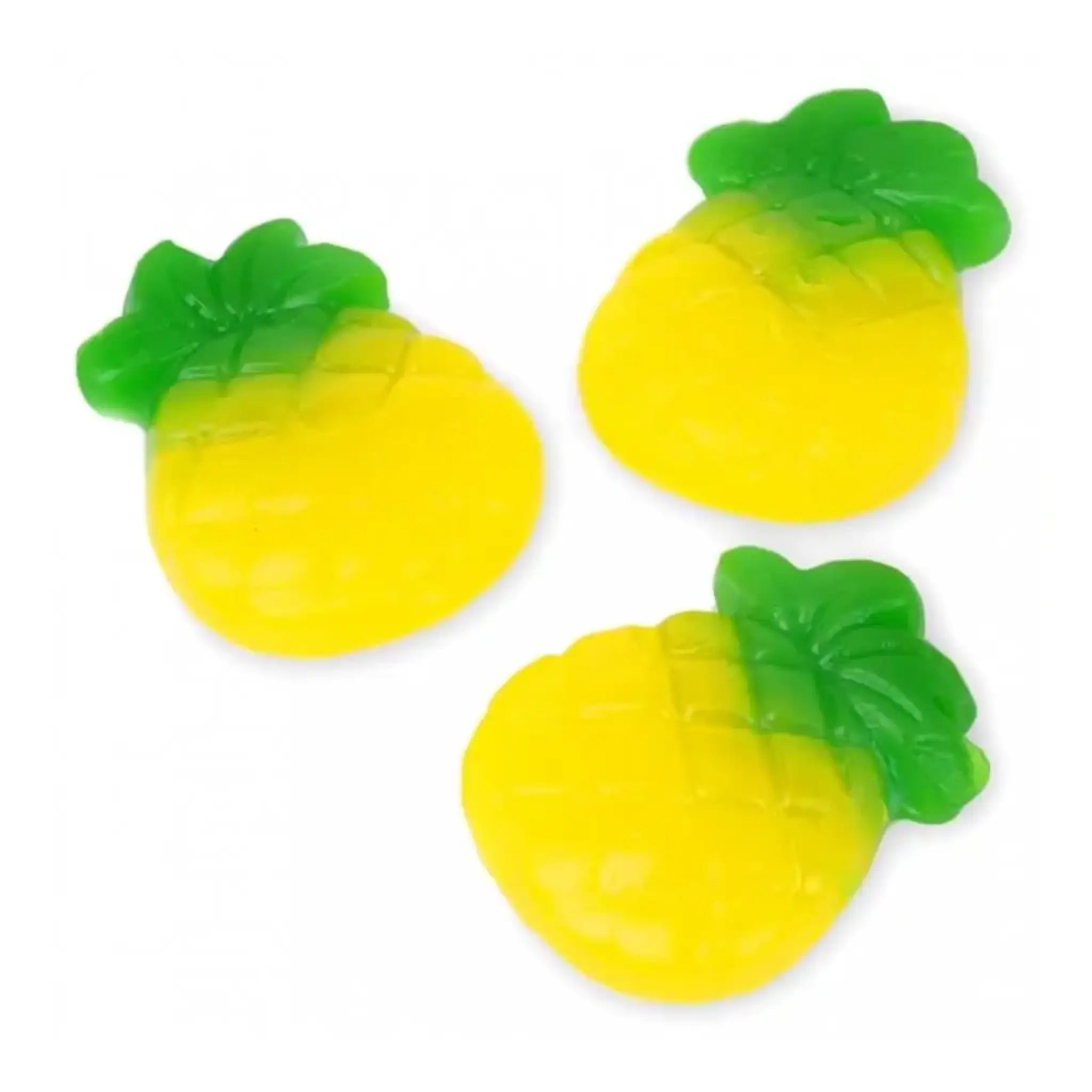 Juicy and tropical pineapple-shaped candy in yellow and green.