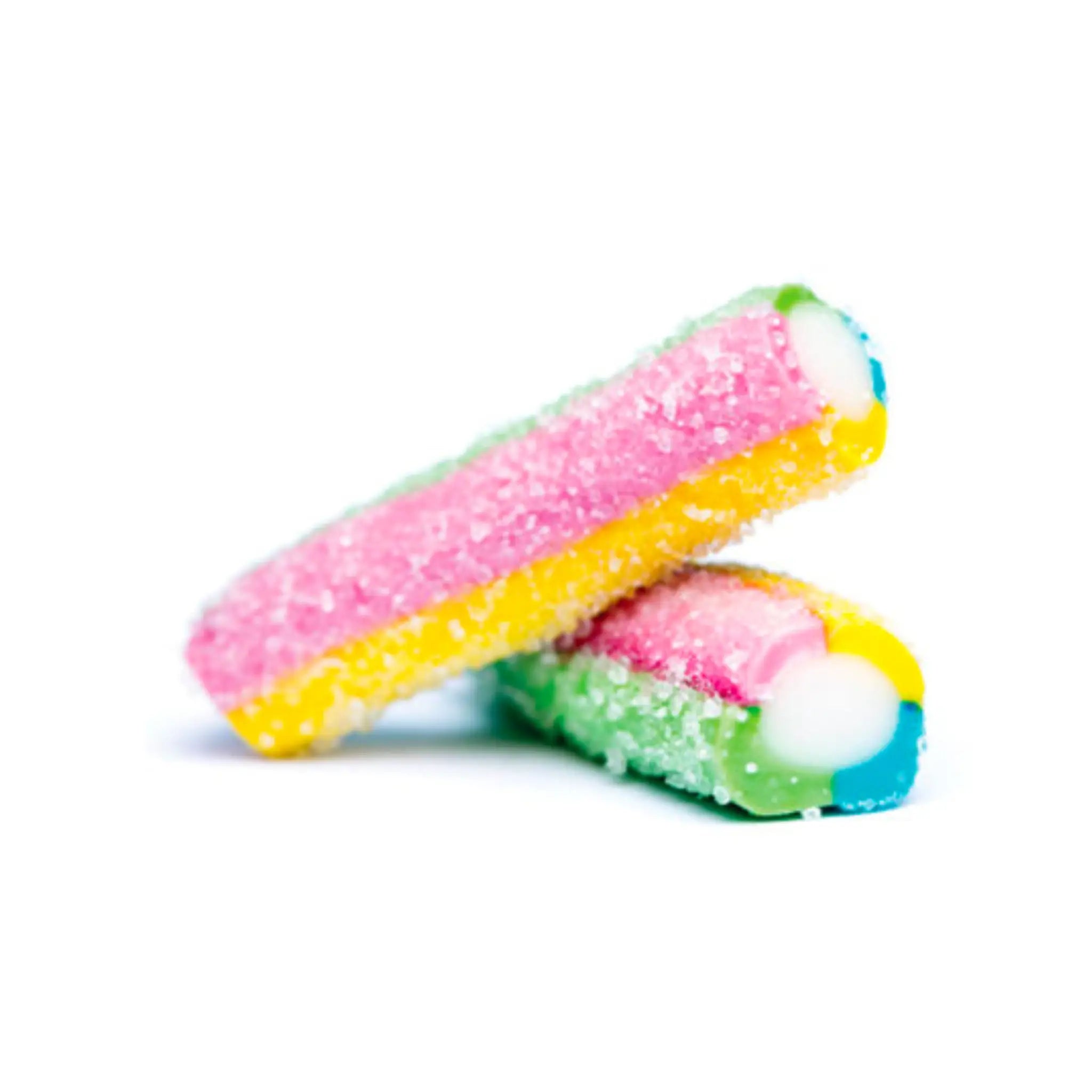 Swedish candy in different colors such as pink, yellow, green, blue and white, with sugar on the outside.
