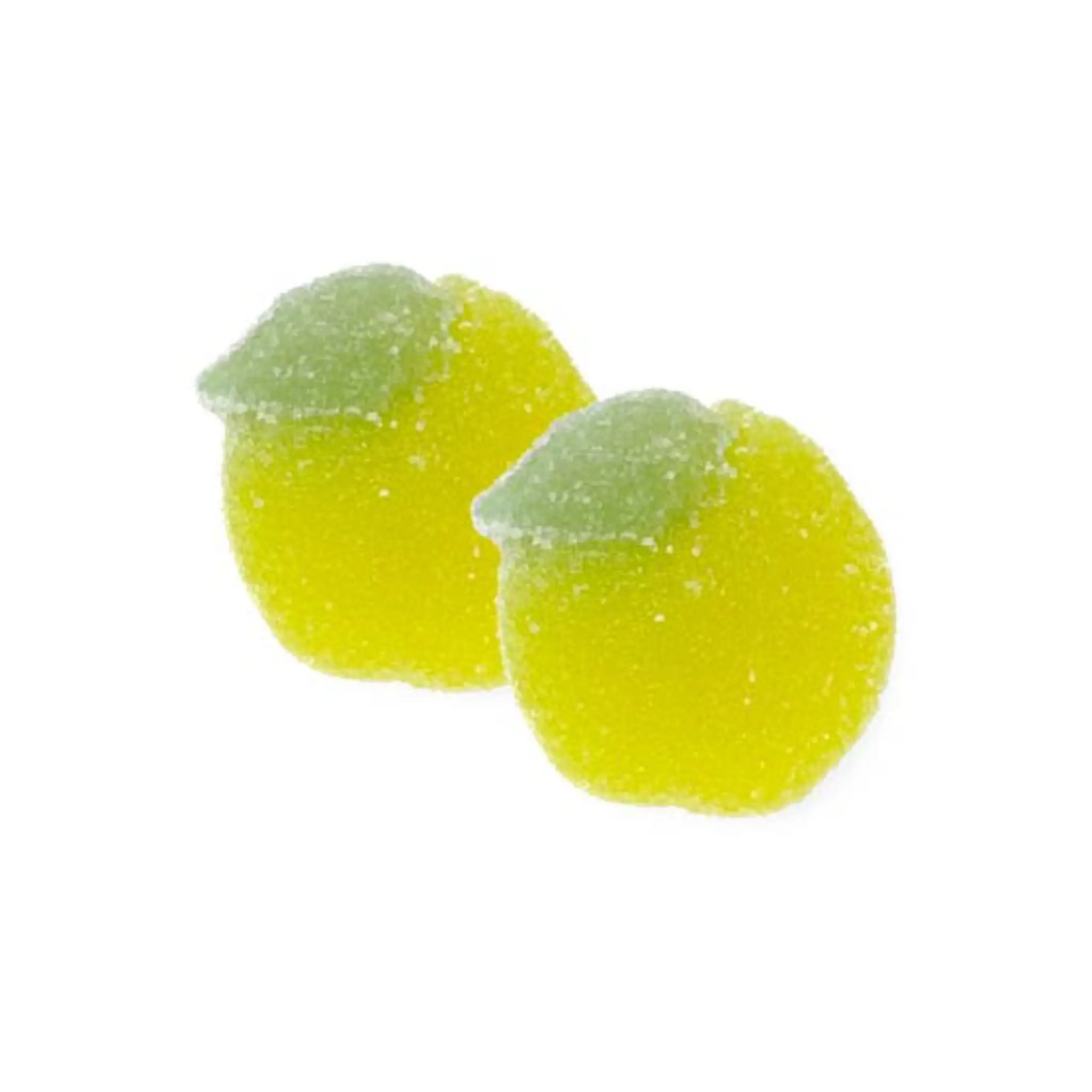 Swedish candy in the shape of apples in yellow and a bit of green on the top.