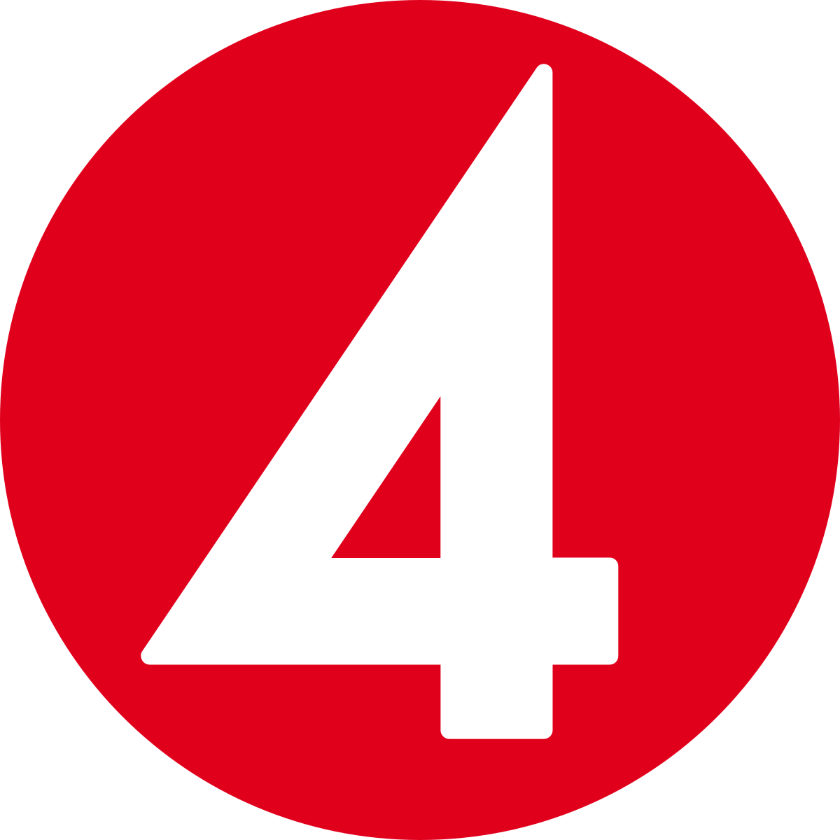 Logo of TV4 - a white number 4 against a circle red background.