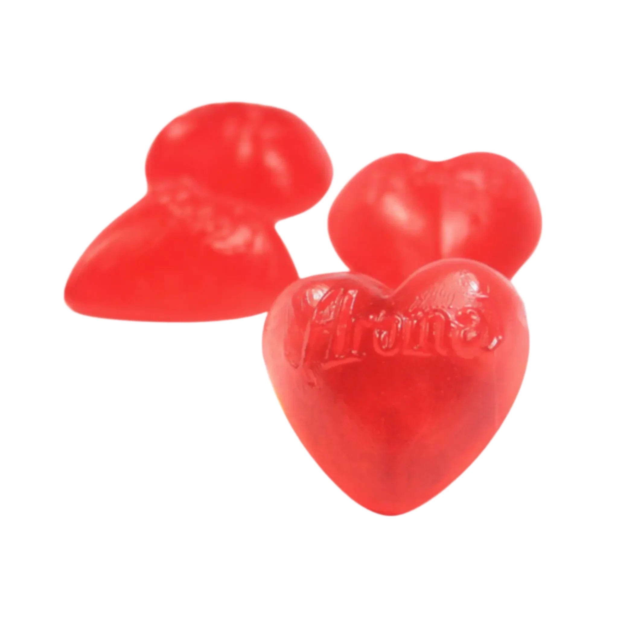 Swedish candy in the shape of red hearts and with jelly texture.